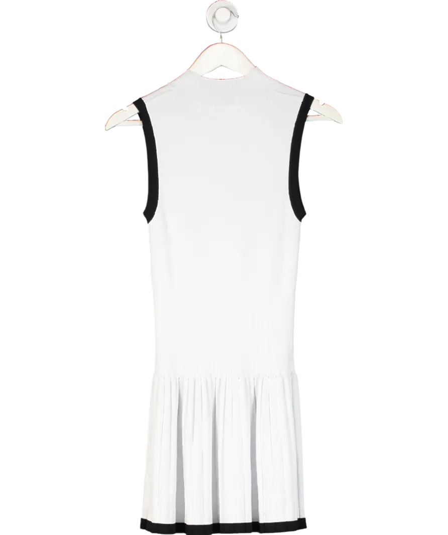 LOUNGE White Knitted High Neck Pleated Dress UK S