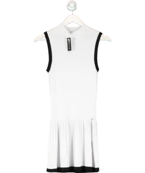 LOUNGE White Knitted High Neck Pleated Dress UK S