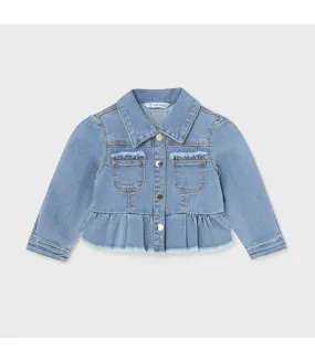 Mayoral Baby Girl Ruffled Denim Jacket: Size 6M to 24M