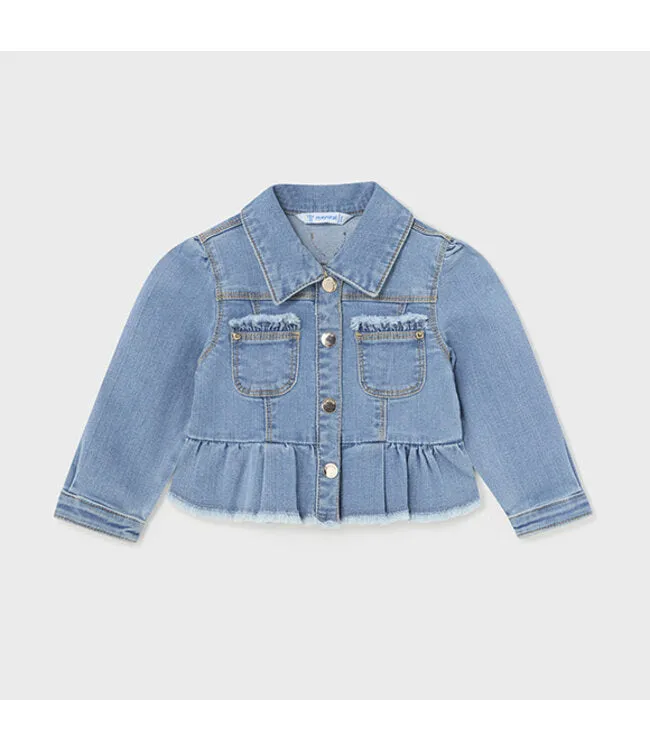 Mayoral Baby Girl Ruffled Denim Jacket: Size 6M to 24M