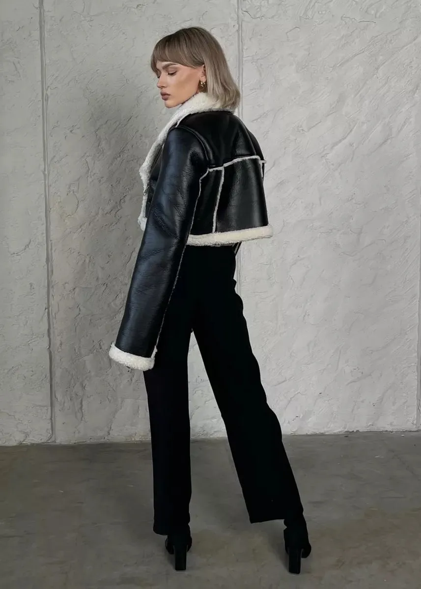 Melva Eco-Leather Cropped Jacket