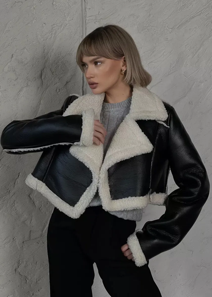 Melva Eco-Leather Cropped Jacket