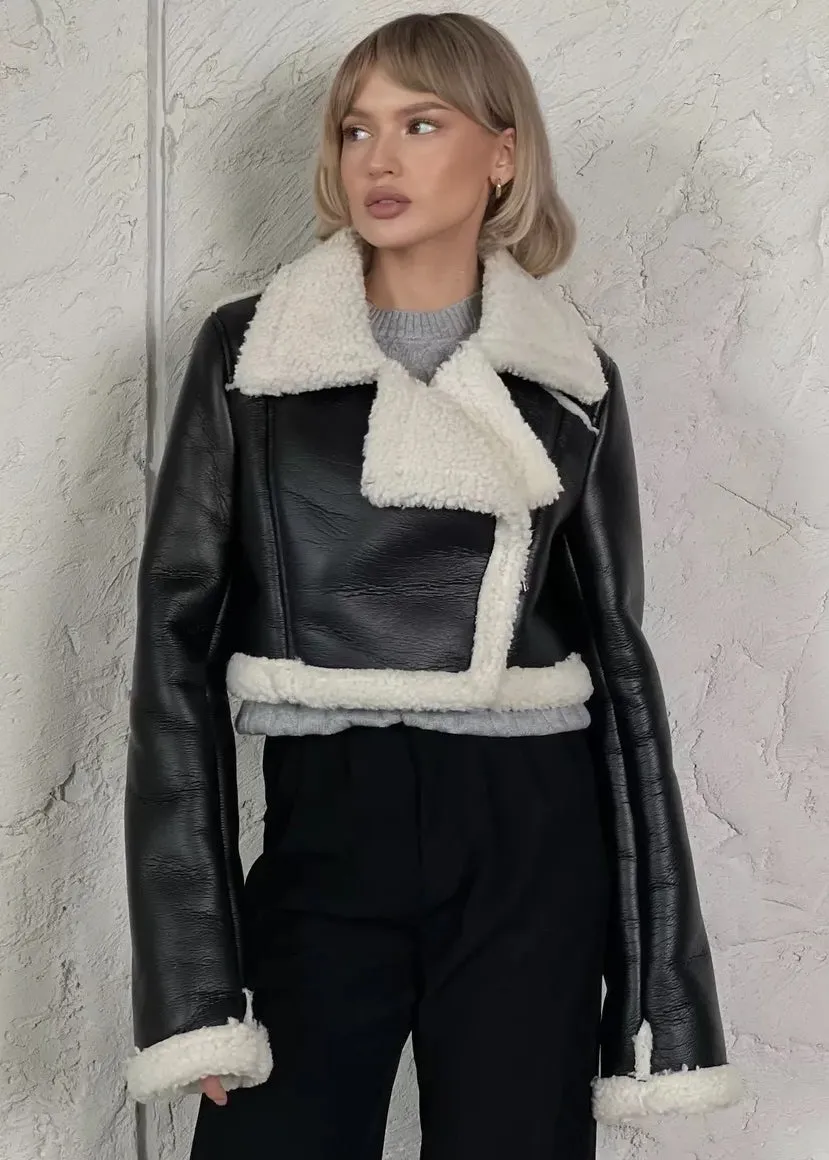 Melva Eco-Leather Cropped Jacket
