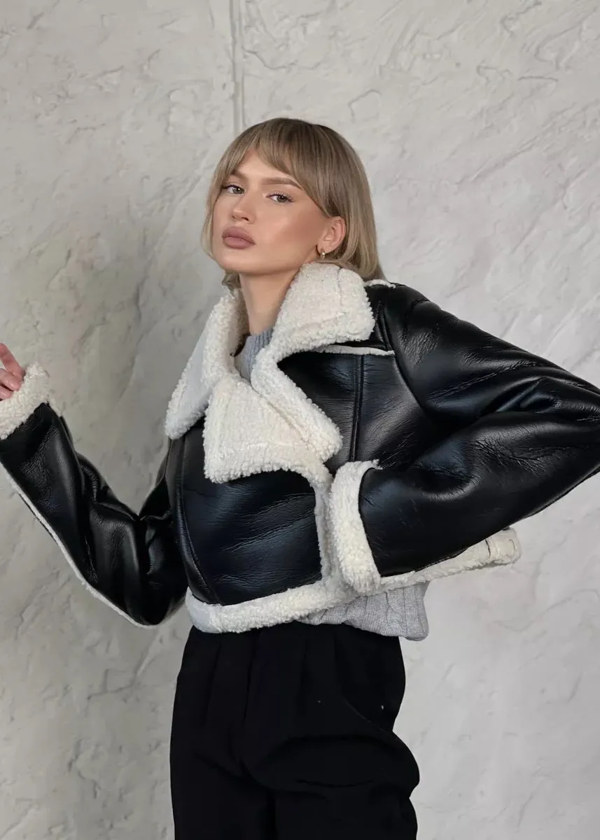 Melva Eco-Leather Cropped Jacket