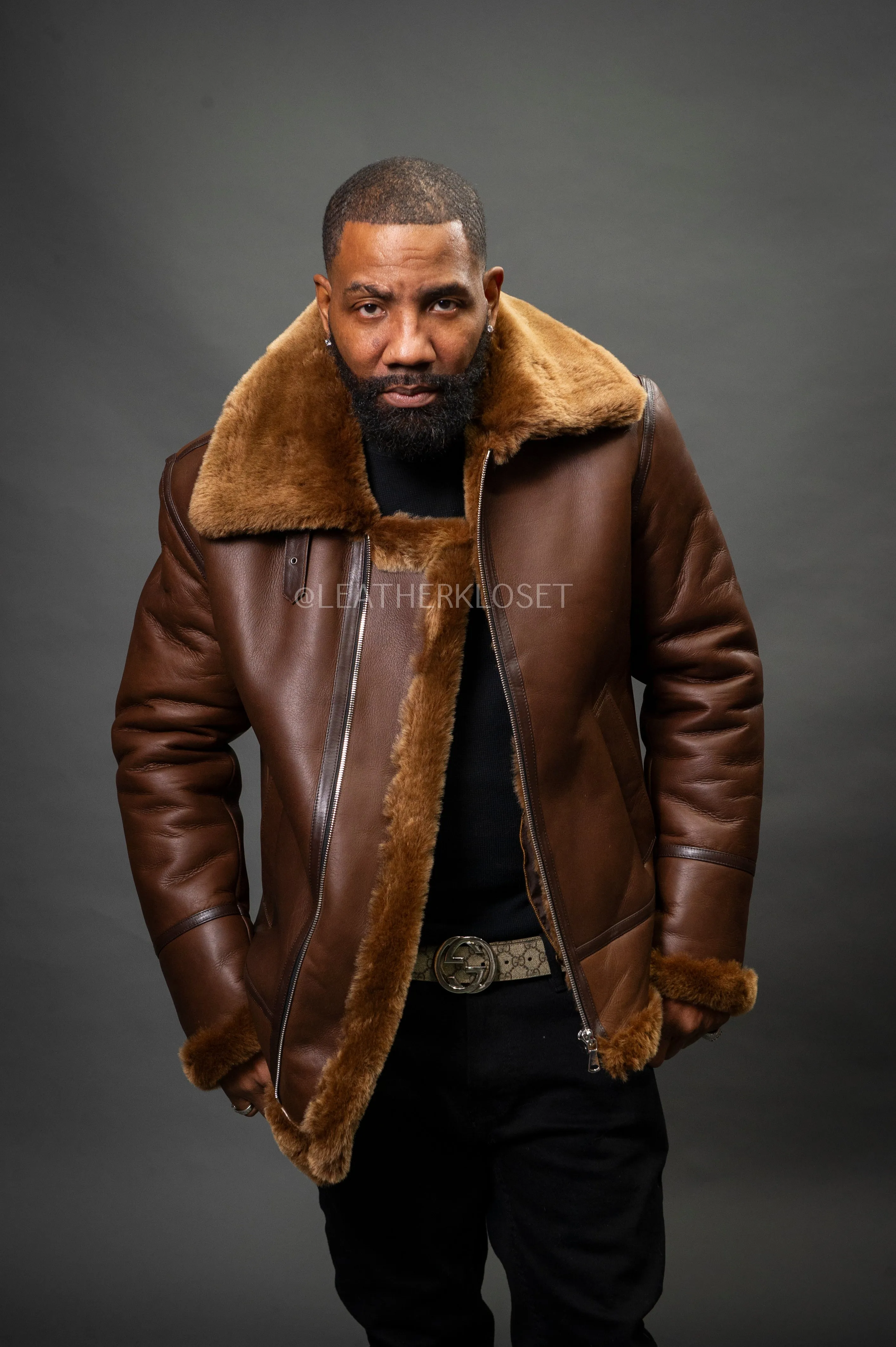 Men's B-3 Bomber Classic Sheepskin Shearling [Brown]