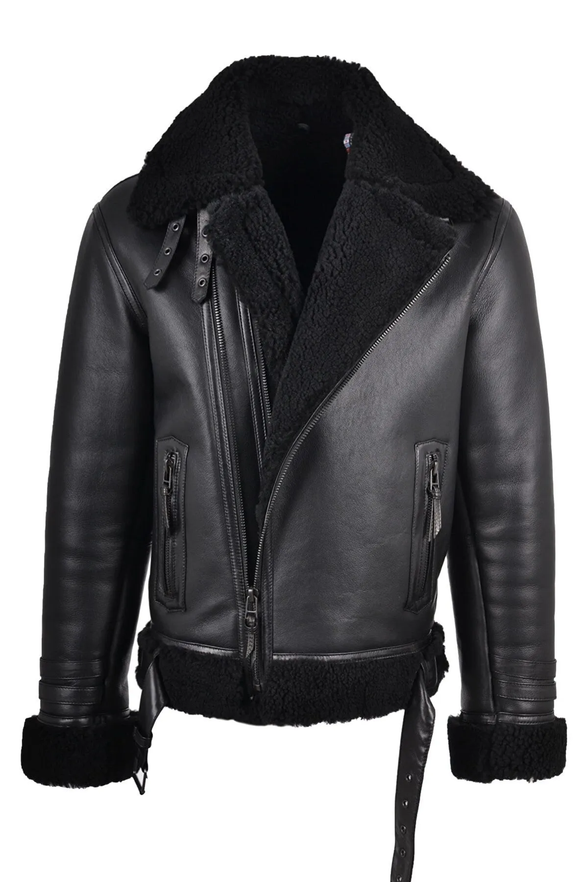 Men’s Black Curly Shearling Jacket