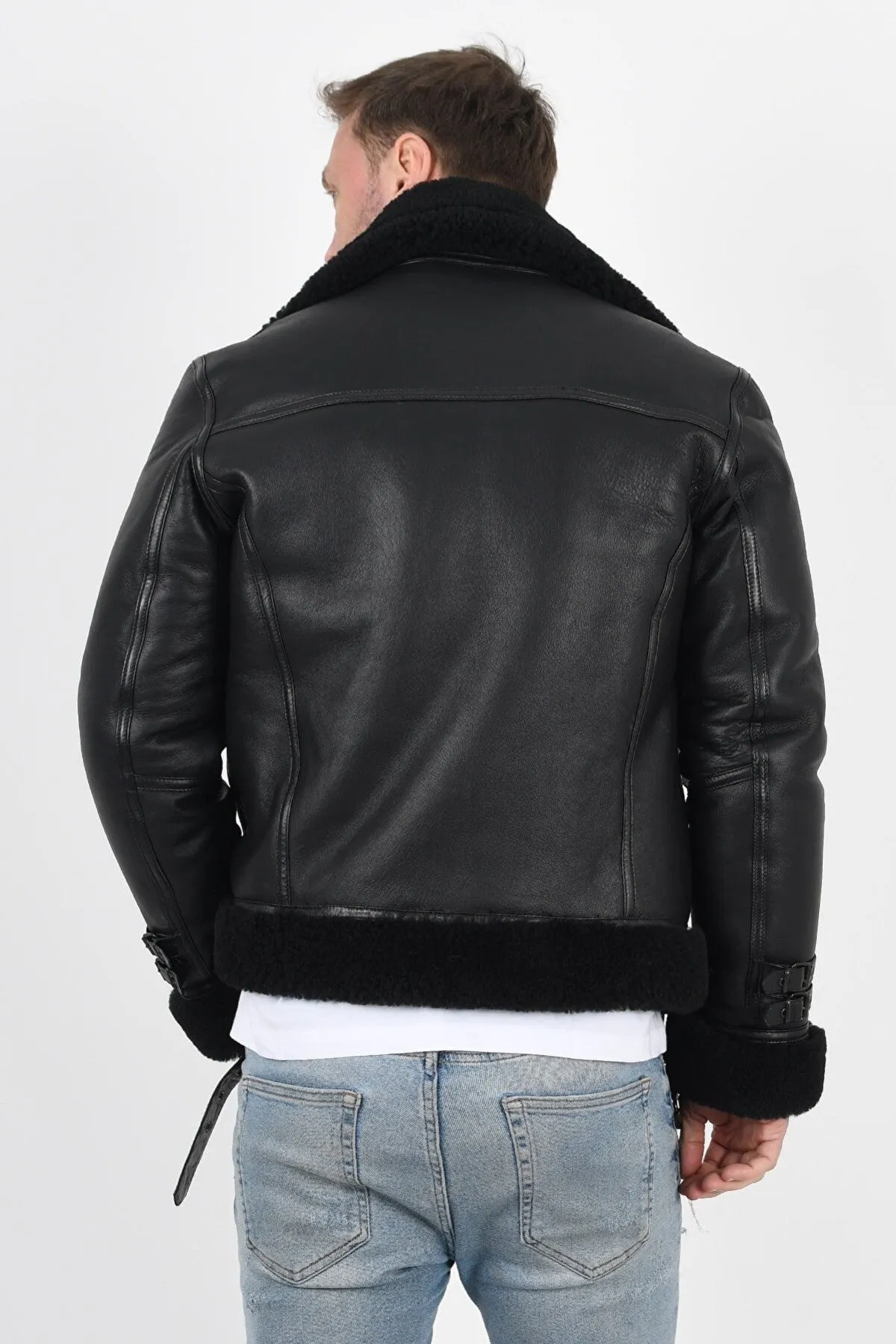 Men’s Black Curly Shearling Jacket