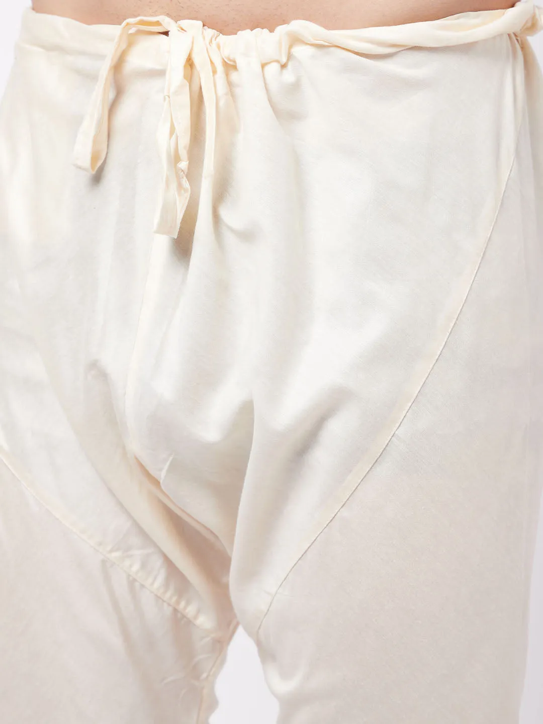 Men's Cream And Grey Viscose Jacket, Kurta And Pyjama Set - Vastramay