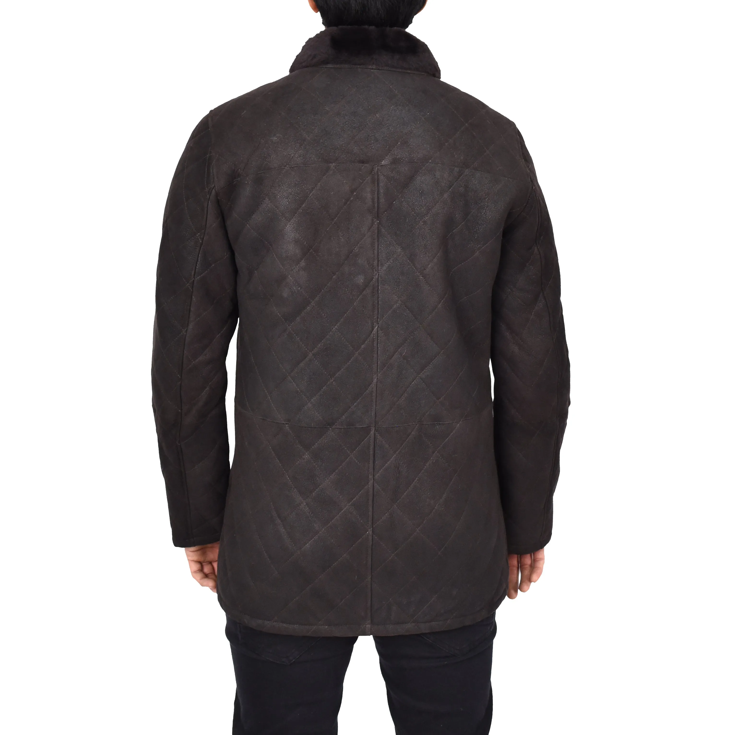 Men's Luxurious Real Sheepskin Jacket Shearling Fur Brown Osvald