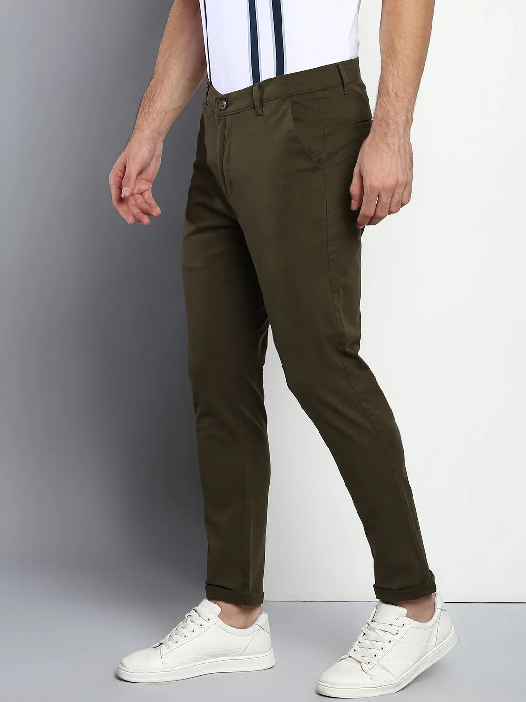 Men's Tapered Fit Cotton Chinos (Olive)