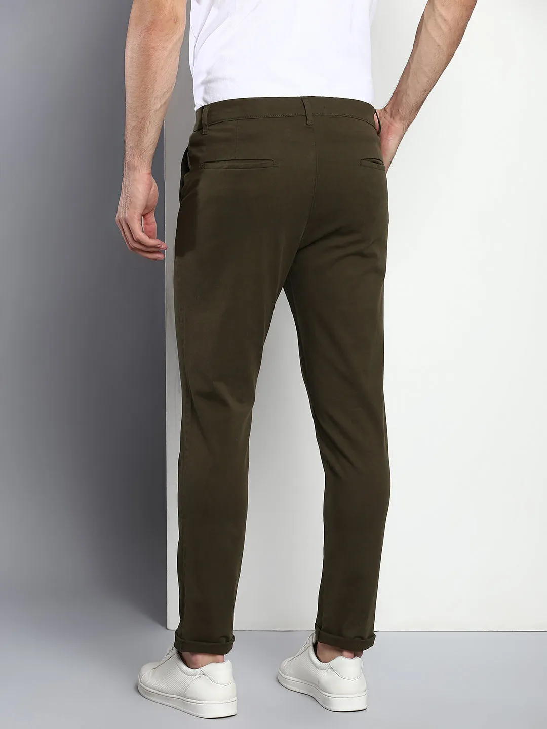 Men's Tapered Fit Cotton Chinos (Olive)