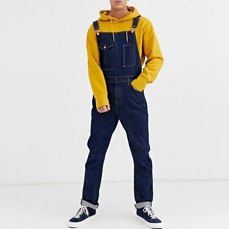 Men's Vintage Multi-Pocket Denim Overalls 88942737Y