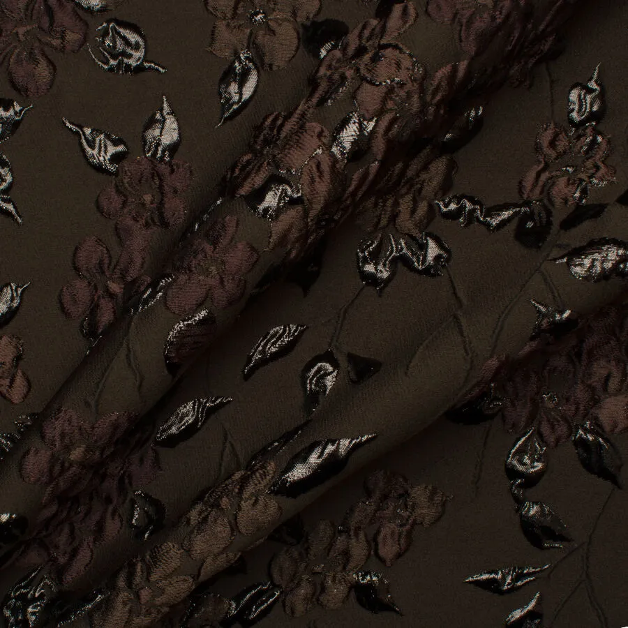 Mink Brown Metallic Floral Cloqué