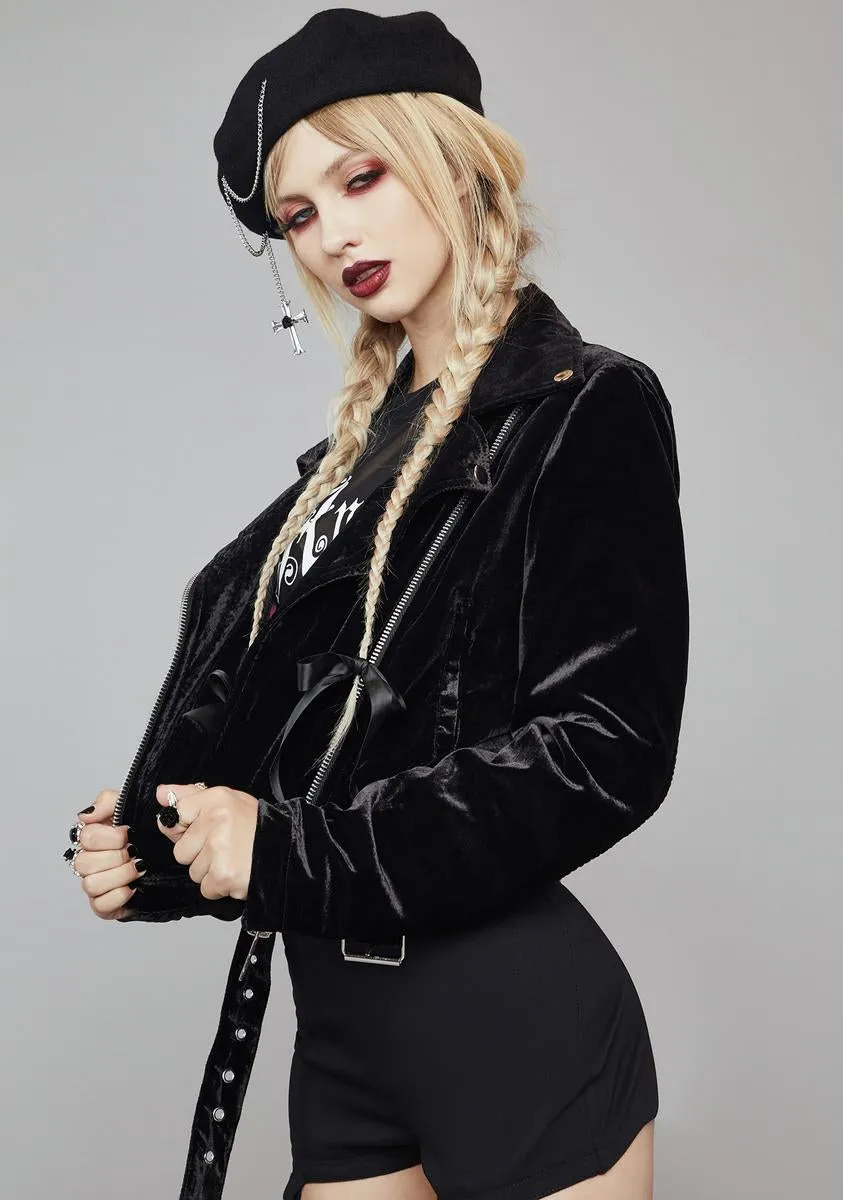 Moonlight Rider Velvet Moto Jacket