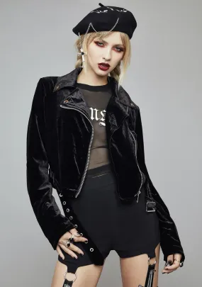 Moonlight Rider Velvet Moto Jacket
