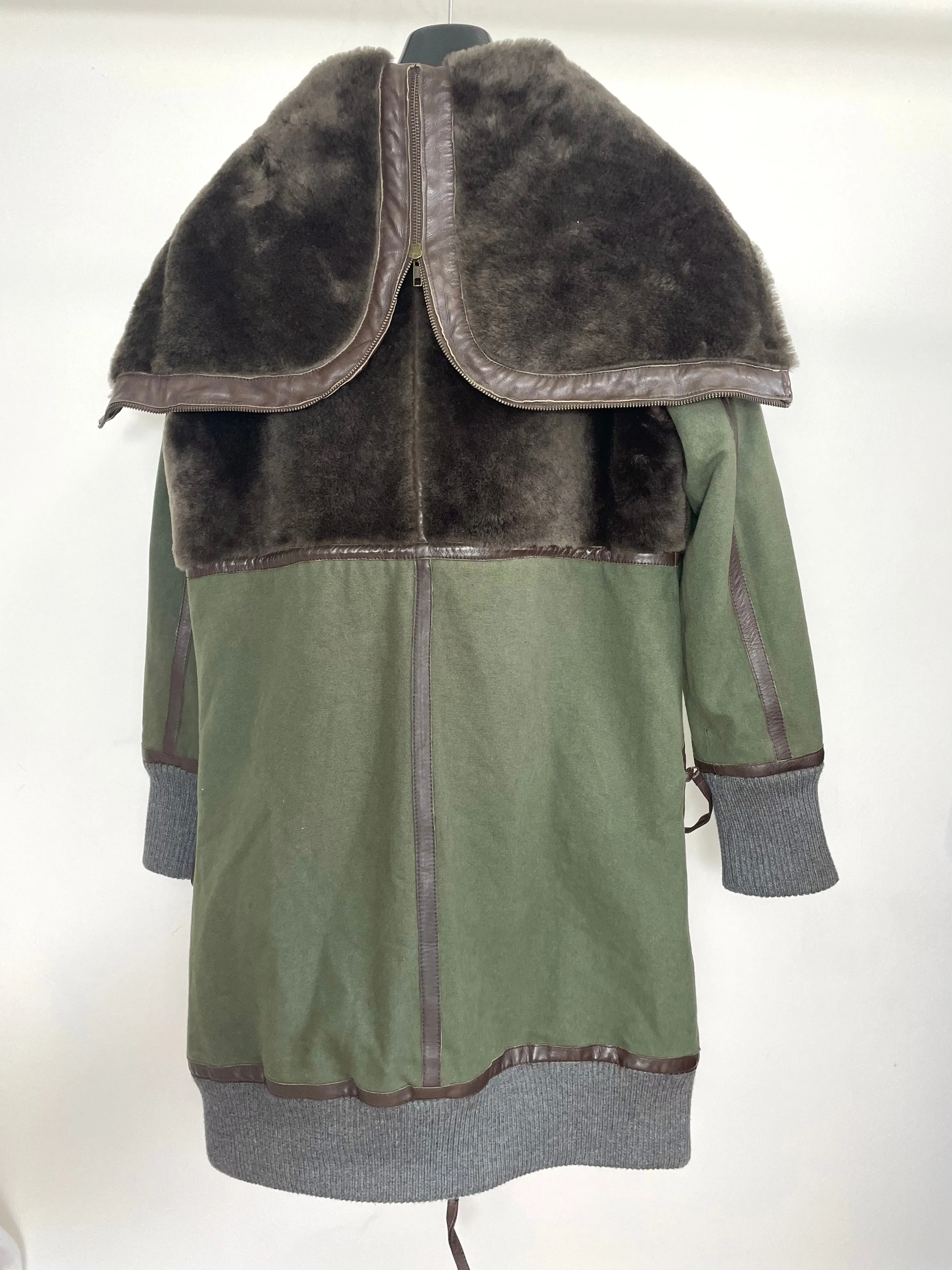 Nicholas K Women’s Canvas Shearling Coat in Khaki S