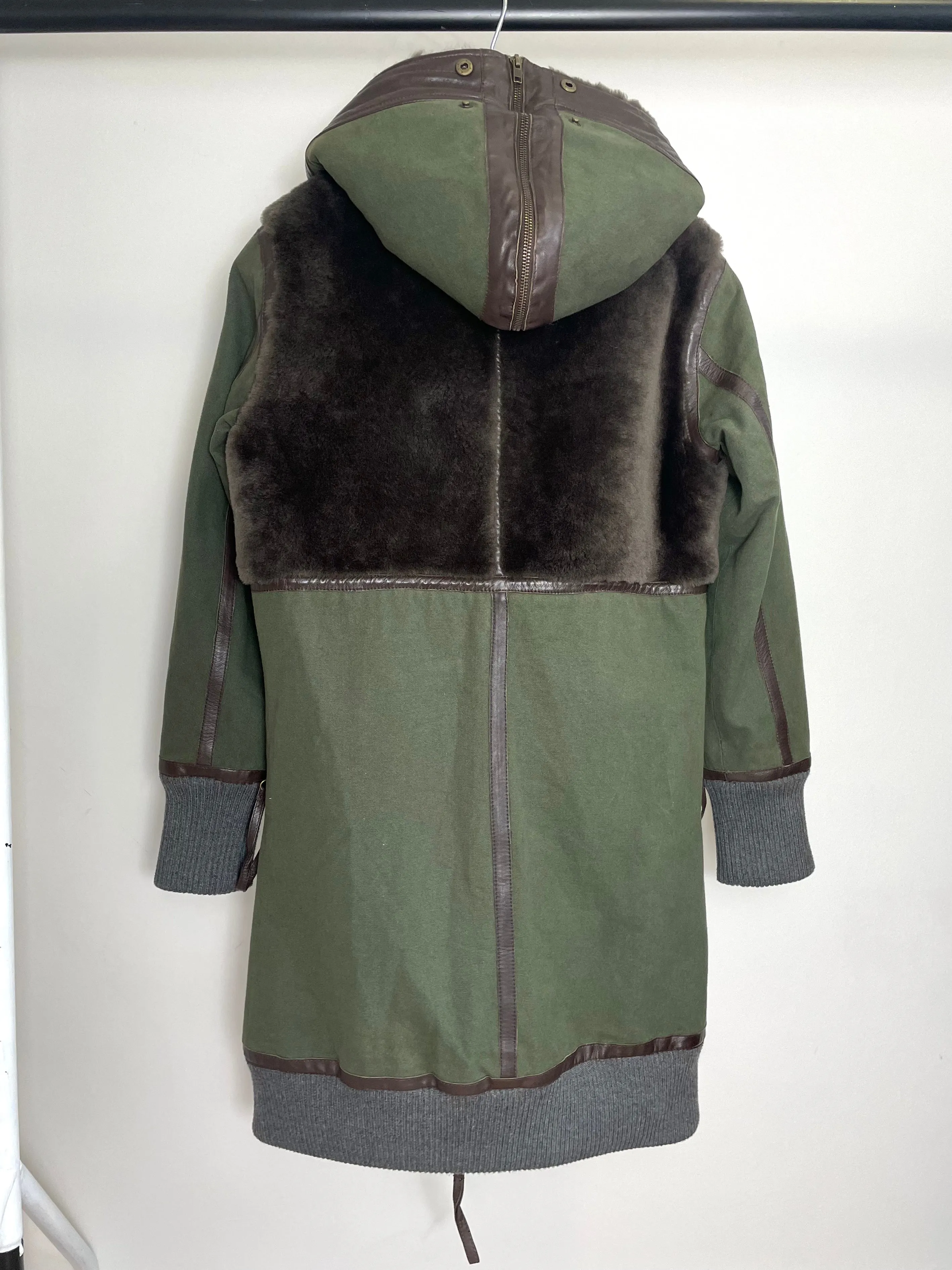 Nicholas K Women’s Canvas Shearling Coat in Khaki S
