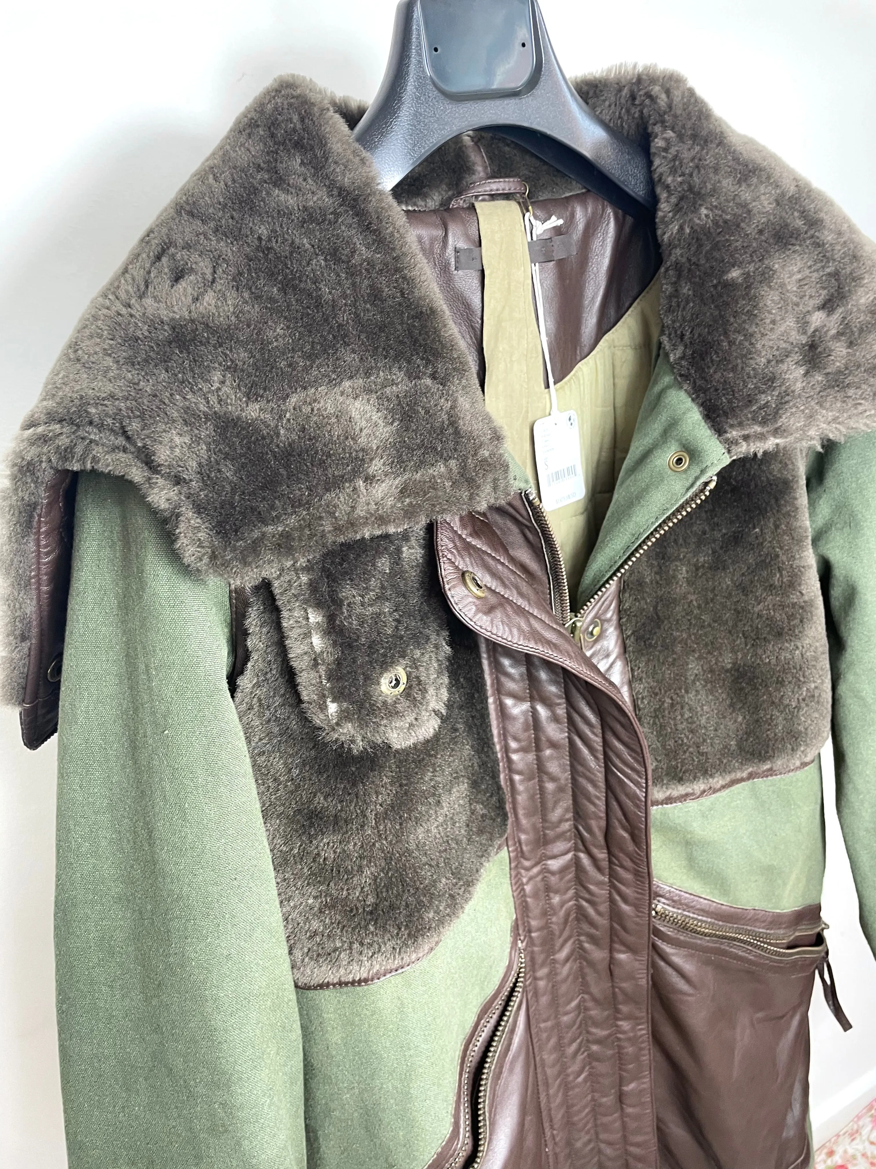 Nicholas K Women’s Canvas Shearling Coat in Khaki S