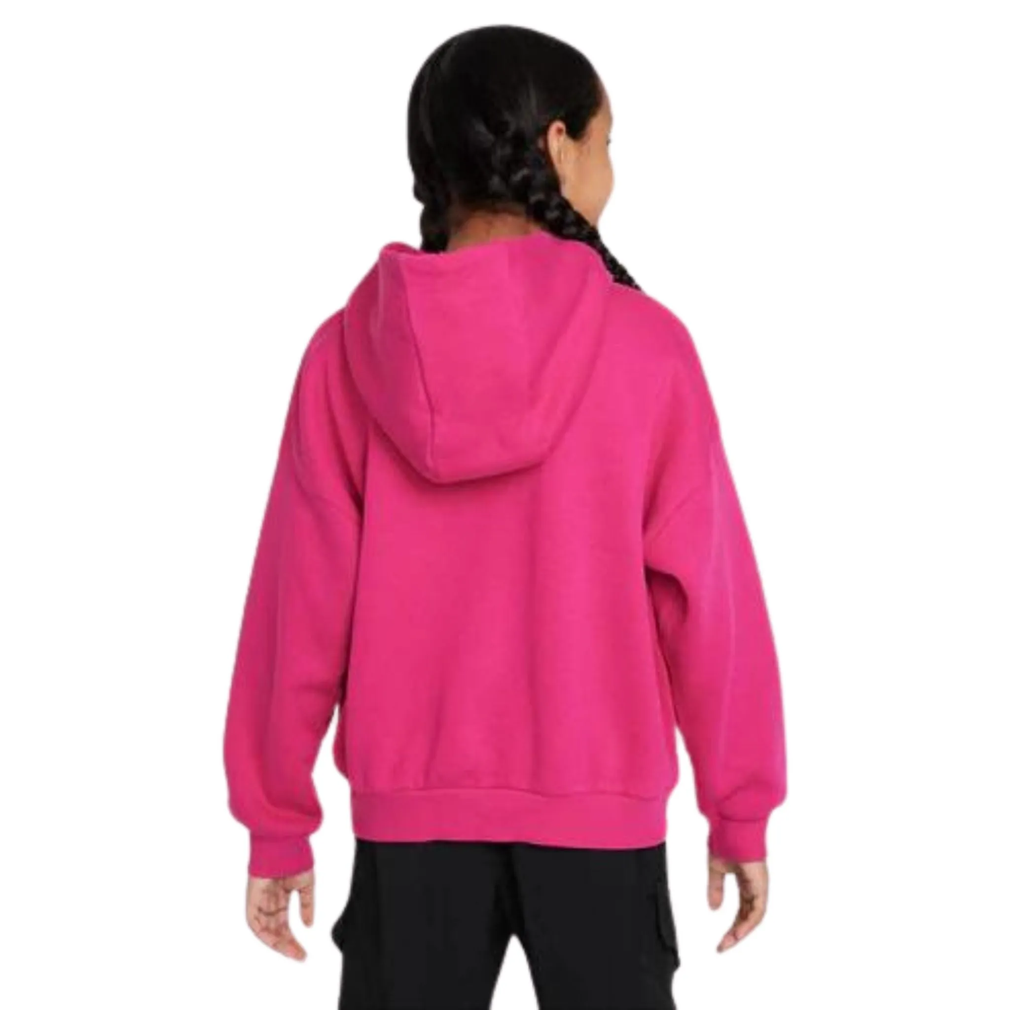Nike SB Icon Fleece EasyOn Big Kids' Oversized Pullover Hoodie in Pink