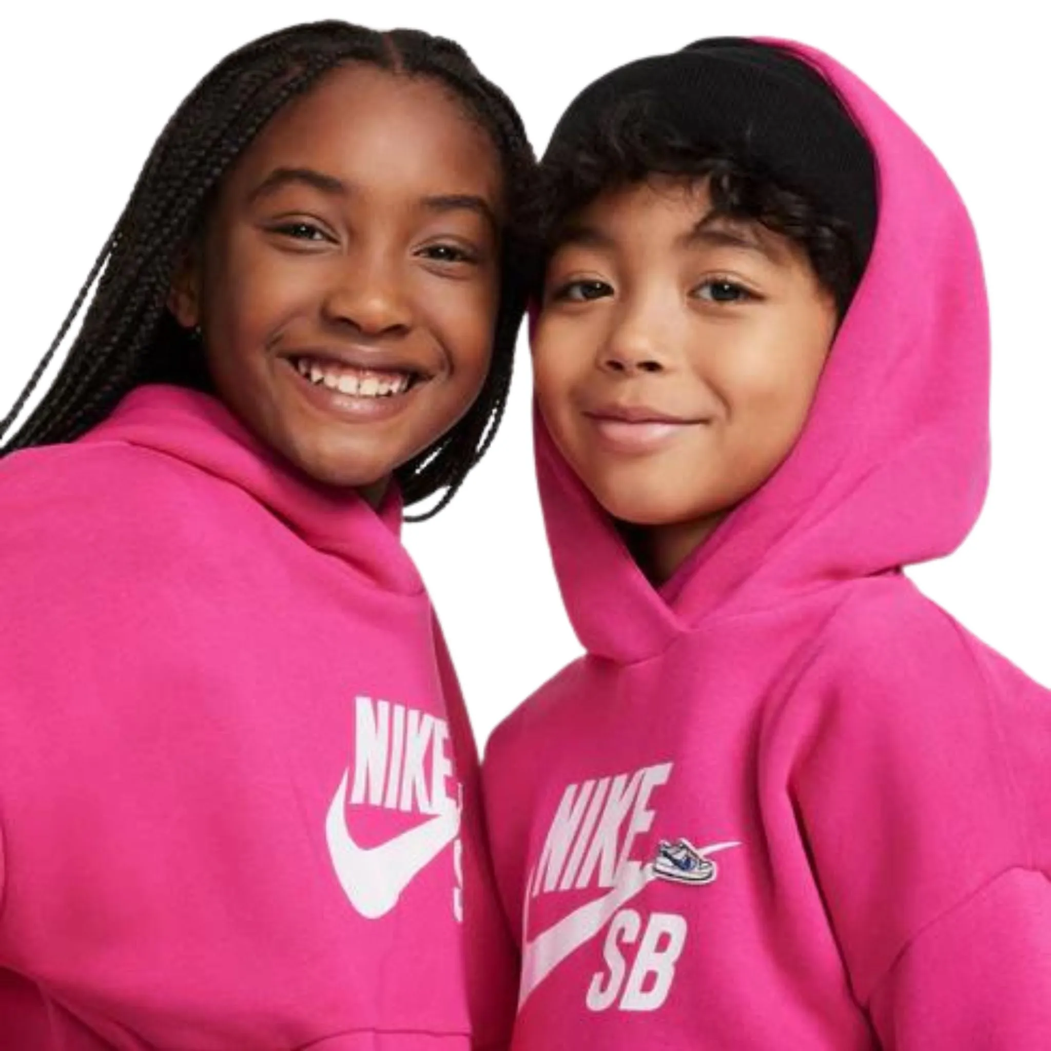 Nike SB Icon Fleece EasyOn Big Kids' Oversized Pullover Hoodie in Pink