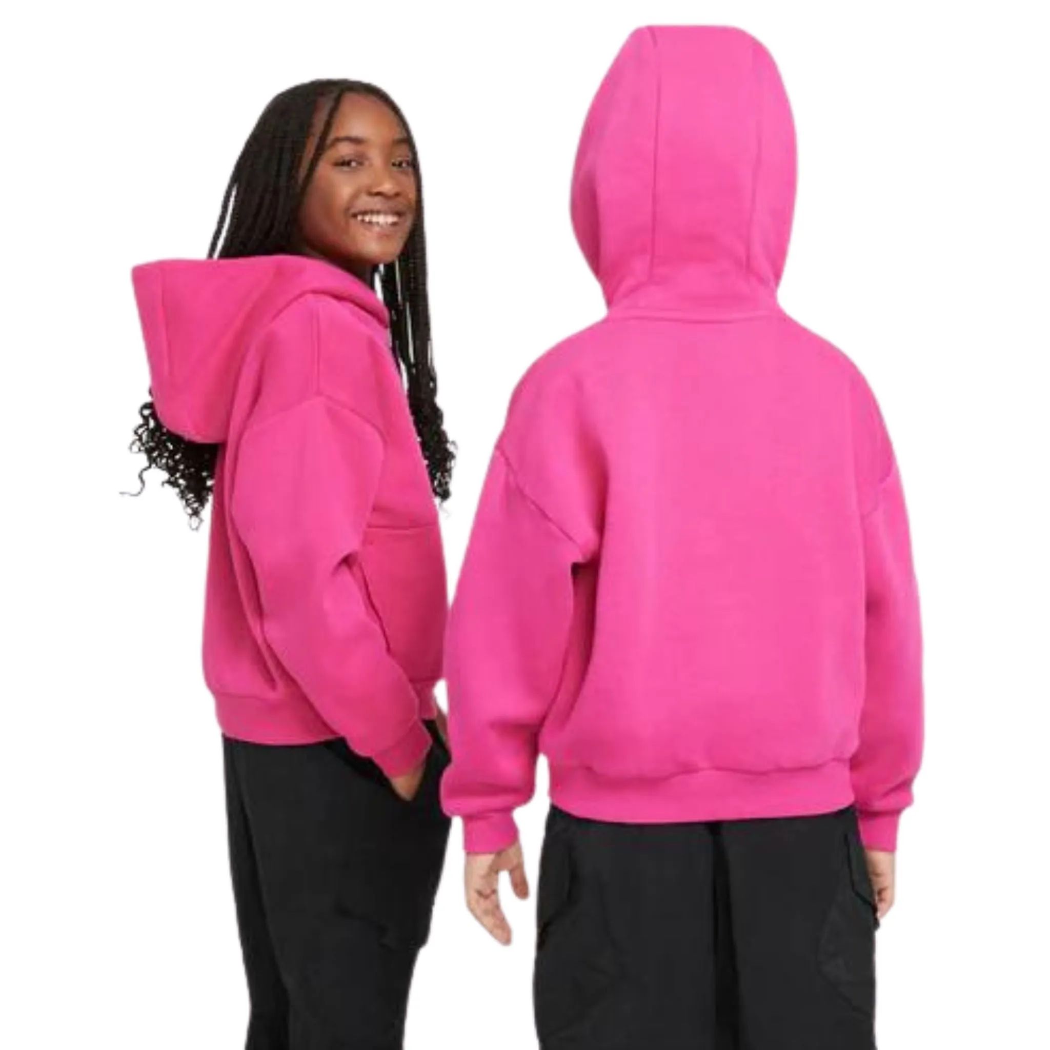 Nike SB Icon Fleece EasyOn Big Kids' Oversized Pullover Hoodie in Pink