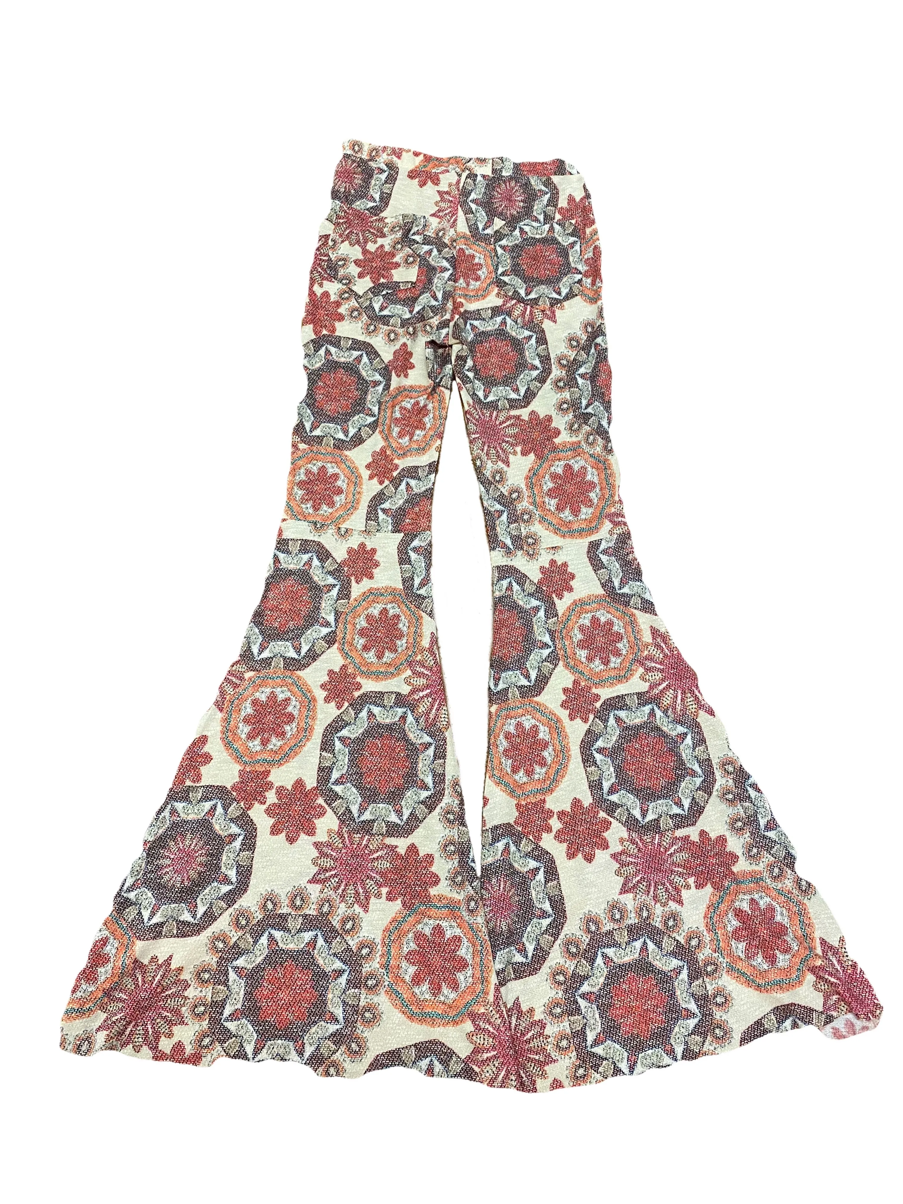 Orange Paisley Bell Bottom Leggings- Size Medium Only