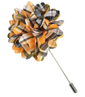 Orange Plaid Lapel Flower