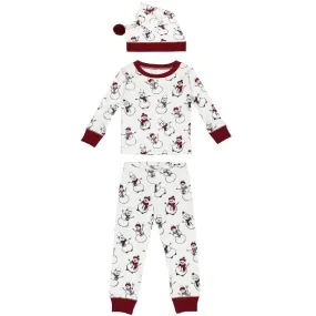 Organic Holiday PJ & Cap Set In Snow Day