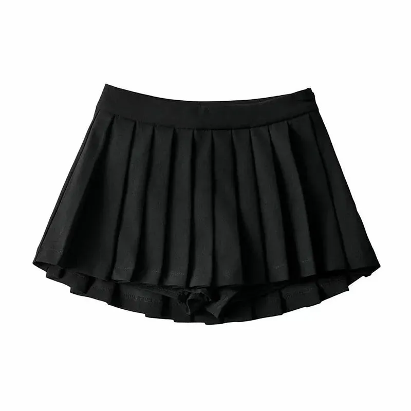 Out Of School Pleated Mini High Waisted Skirt