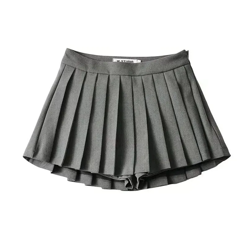 Out Of School Pleated Mini High Waisted Skirt