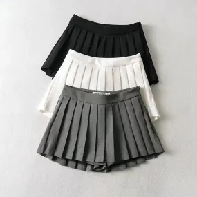 Out Of School Pleated Mini High Waisted Skirt