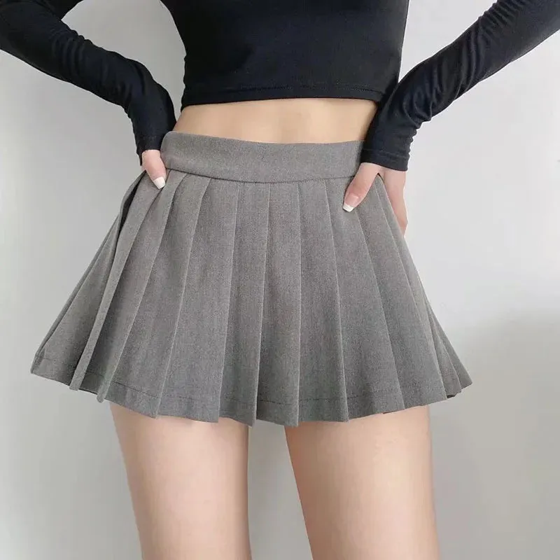 Out Of School Pleated Mini High Waisted Skirt