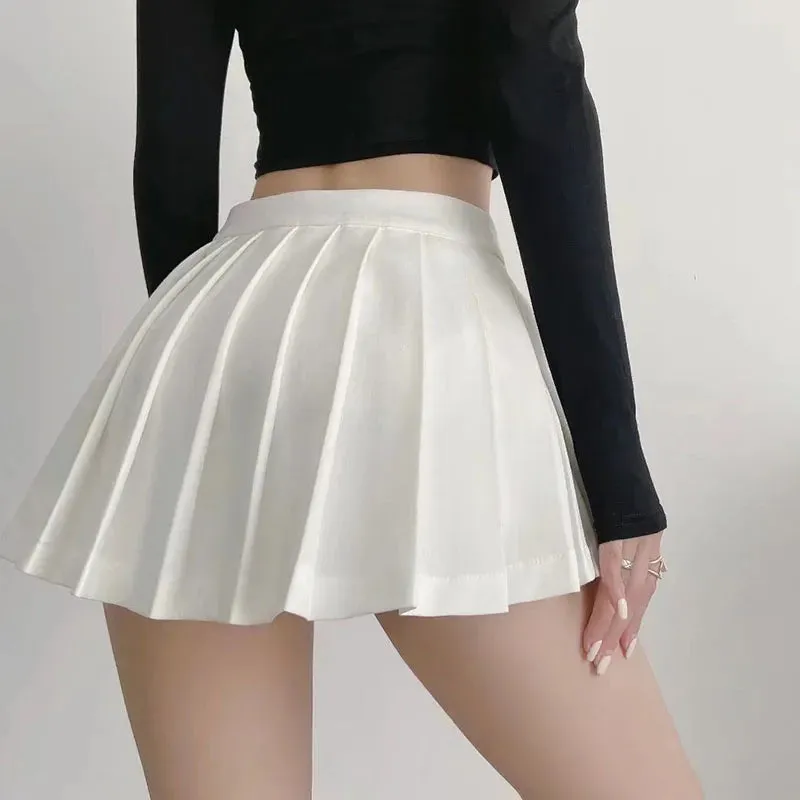 Out Of School Pleated Mini High Waisted Skirt