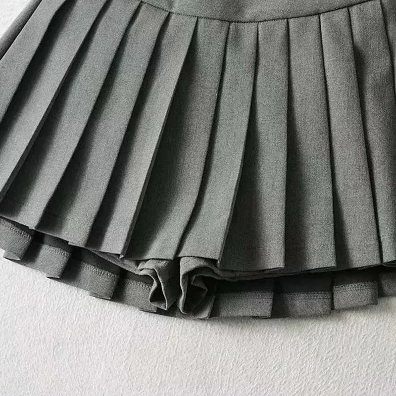 Out Of School Pleated Mini High Waisted Skirt