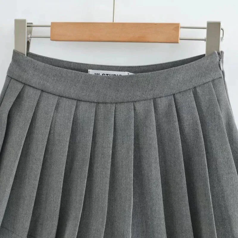 Out Of School Pleated Mini High Waisted Skirt