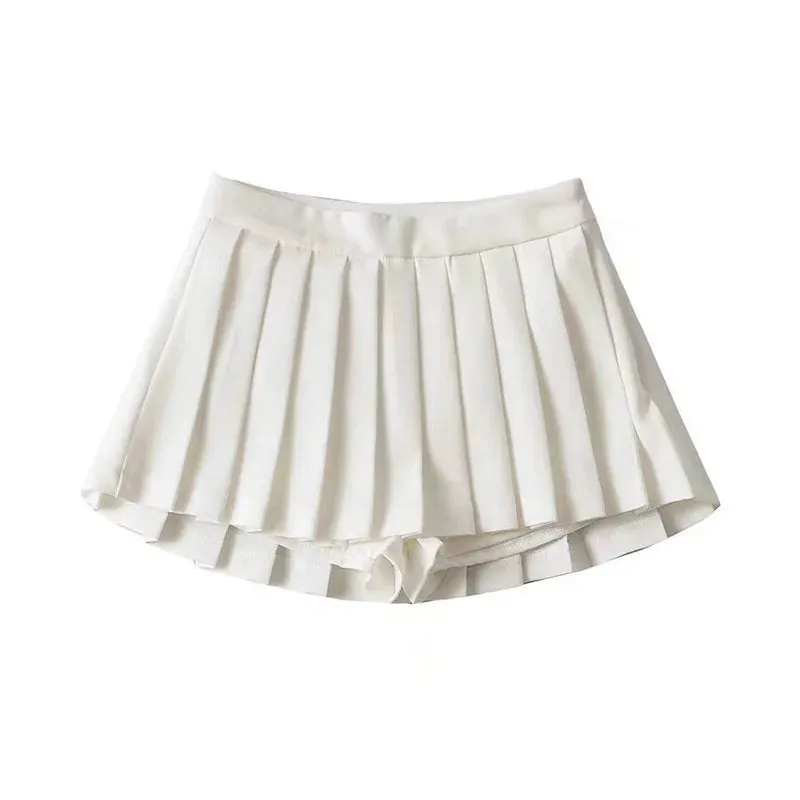 Out Of School Pleated Mini High Waisted Skirt