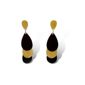 Ovale Yellow Gold and Black Earrings