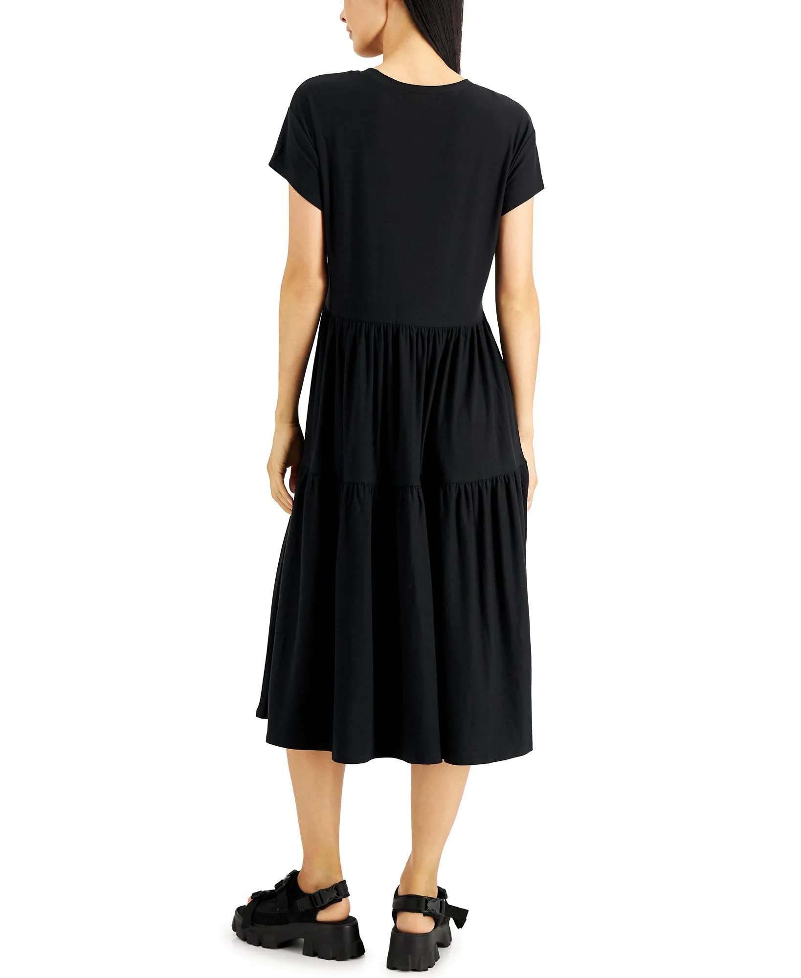 Petite Tiered Crewneck Midi Dress