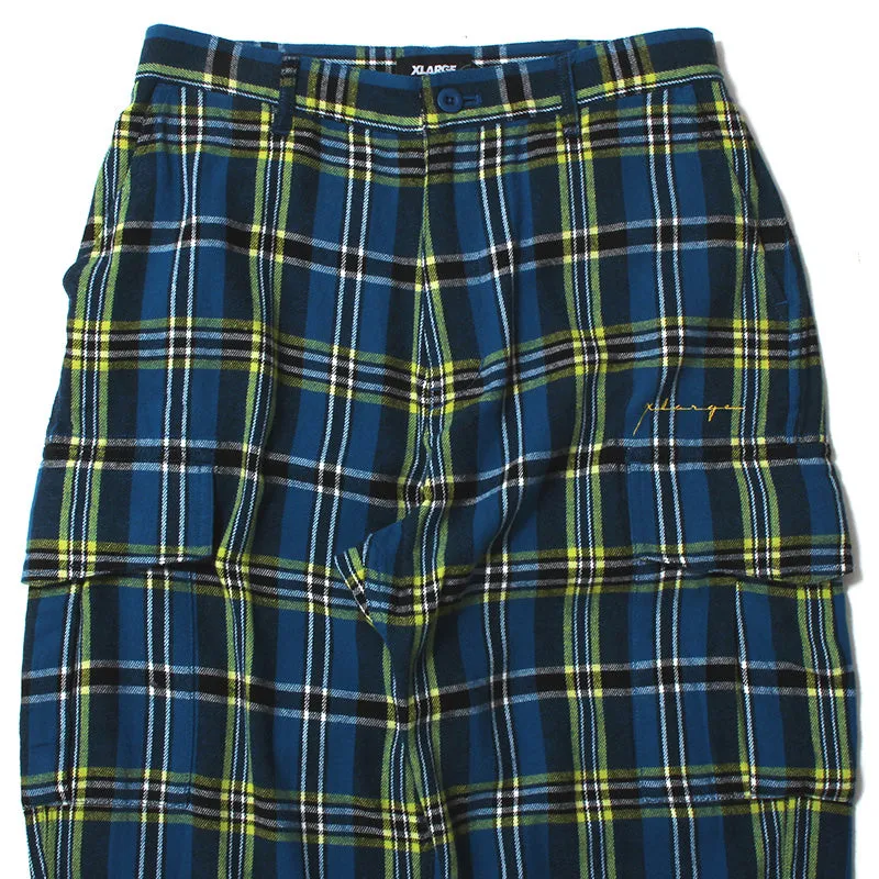 Plaid Cargo Pants Blue
