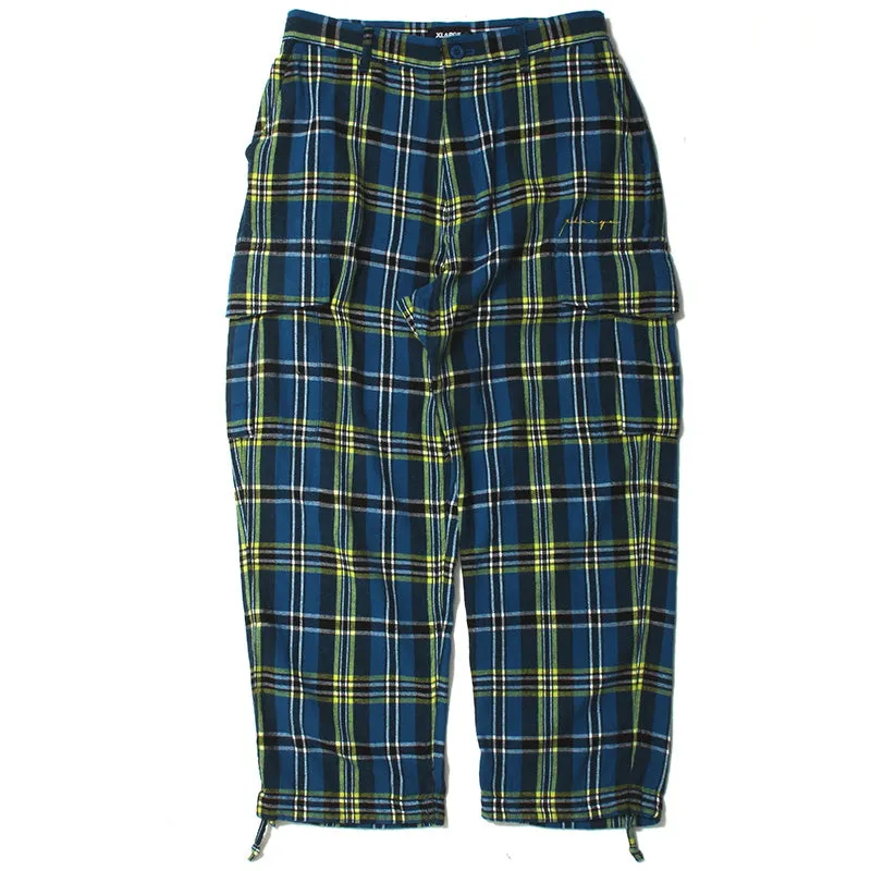 Plaid Cargo Pants Blue