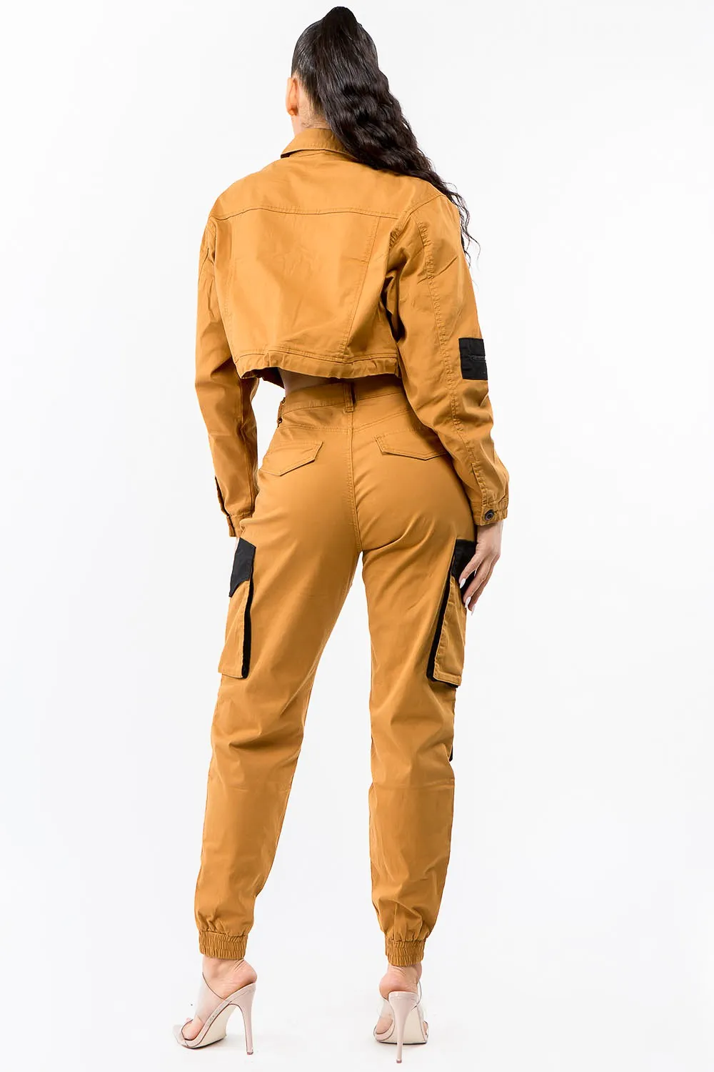 PLUS SIZE CARGO STYLE JACKET PANTS SETS