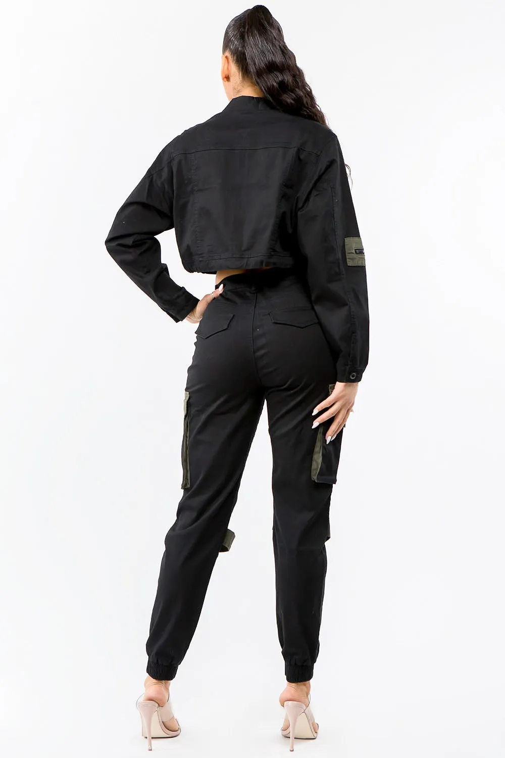 PLUS SIZE CARGO STYLE JACKET PANTS SETS