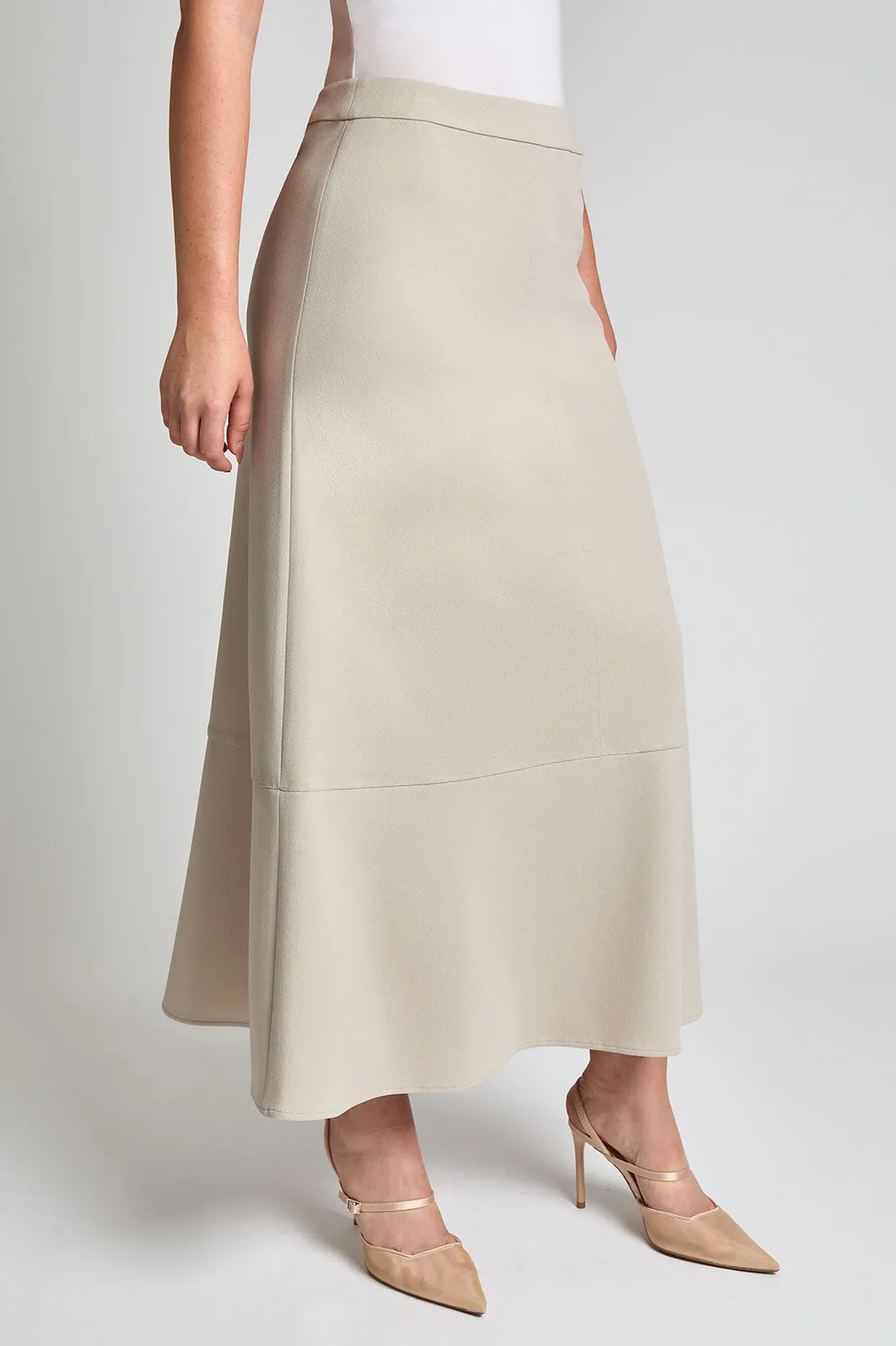 Plus Size Flare Stretch Deco Crepe Maxi Skirt