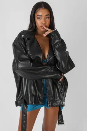 Pu Oversized Biker Jacket