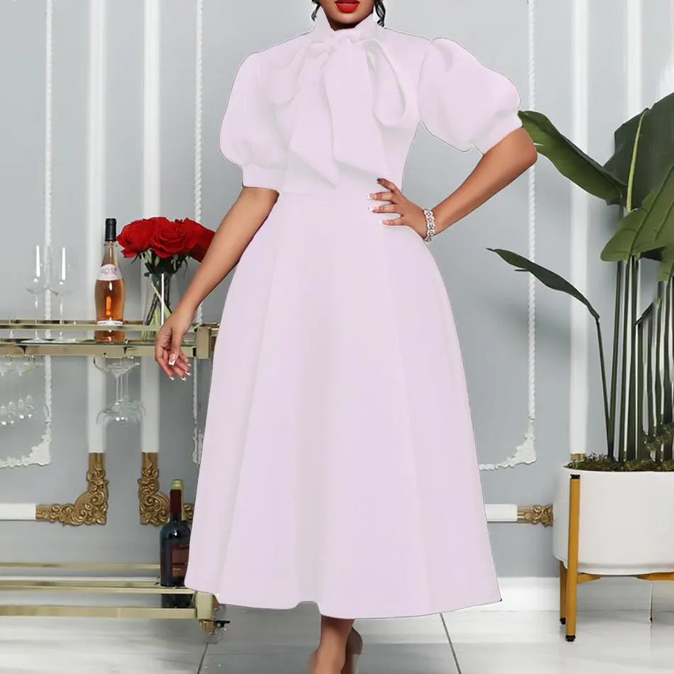 Puff Sleeve Long Dress