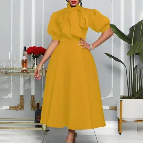 Puff Sleeve Long Dress