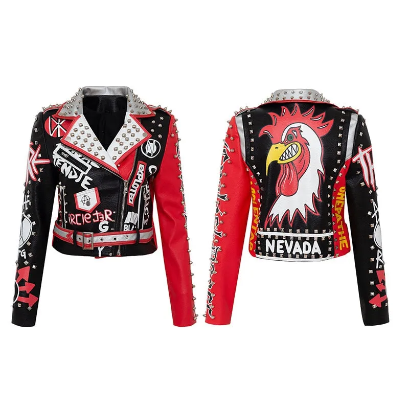 Punk Graffiti Prints and Rivet Leather Jackets