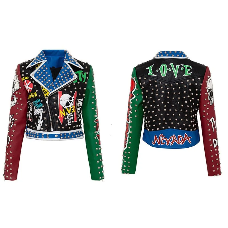 Punk Graffiti Prints and Rivet Leather Jackets