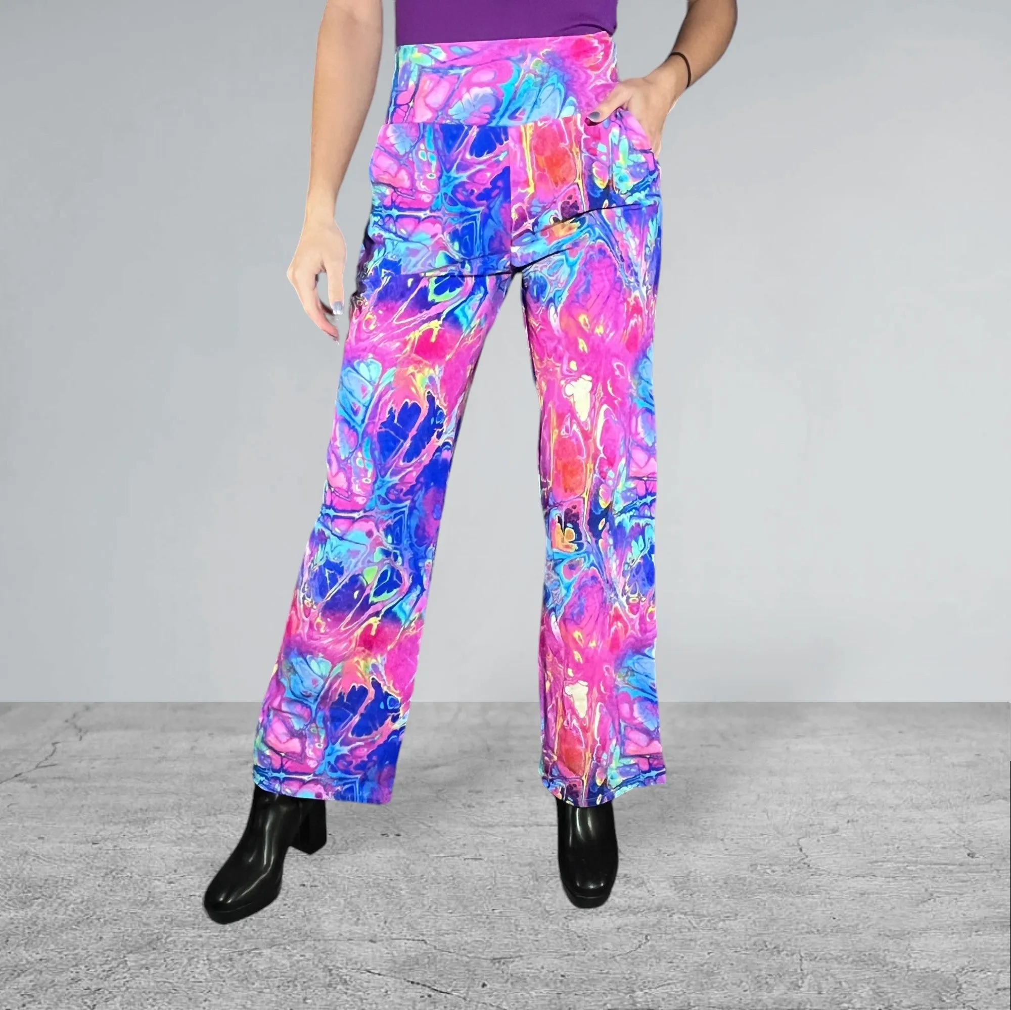 Rainbow Vapor Wide Straight Wide Leg Relaxed Fit Pants