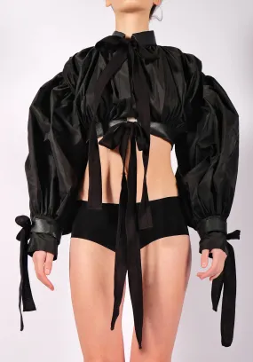 Raincoat Crop Top Jacket with Exaggerated Sleeves